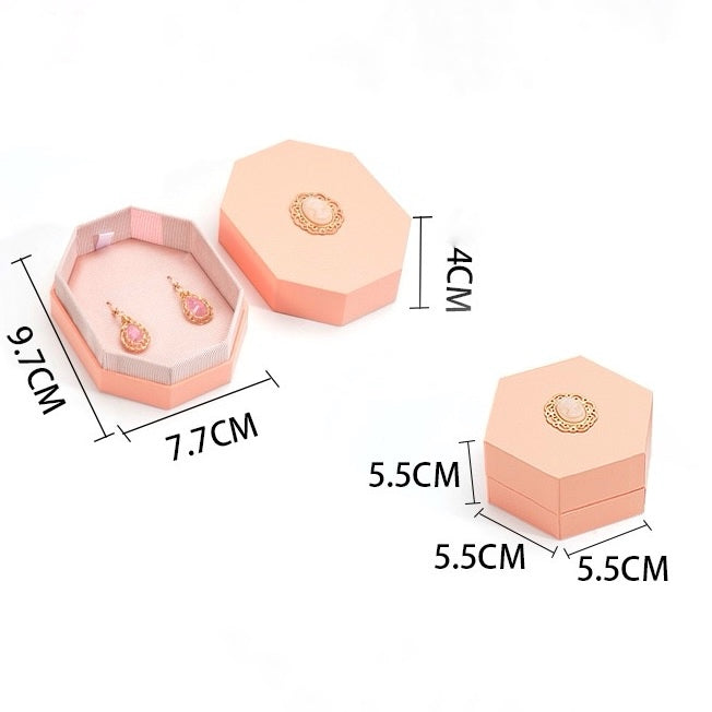 Elegante Scatola Porta Gioielli Esagonale con Cammeo