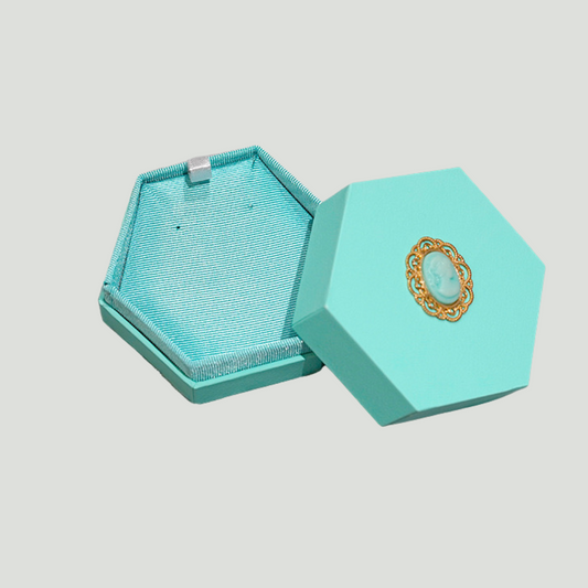 Elegante Scatola Porta Gioielli Esagonale con Cammeo