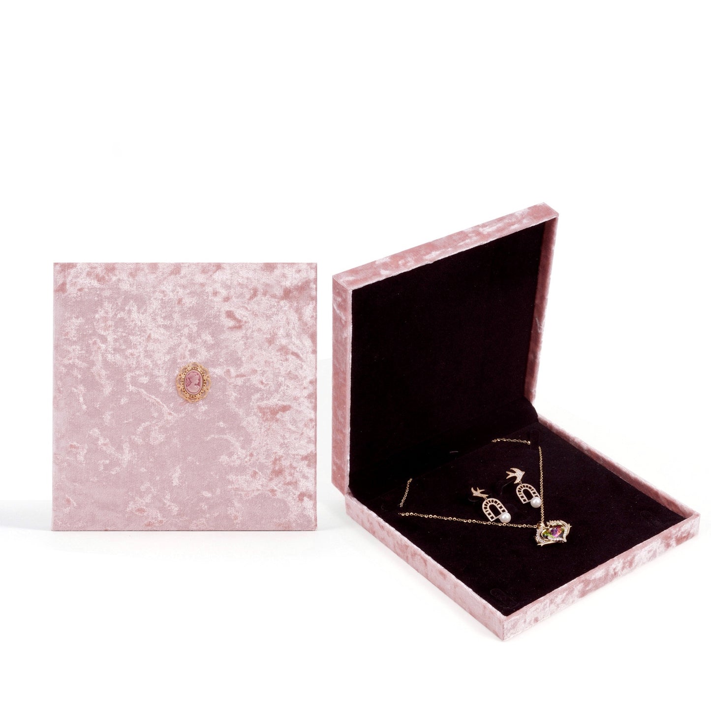 Scatola di Velluto per Set di Gioielli - Design Elegante con Rilievo Vintage